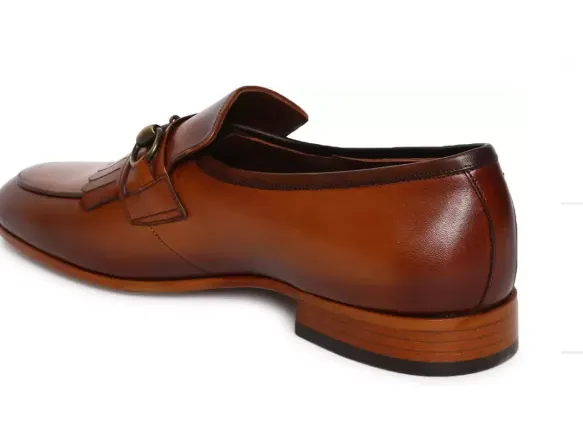 Handmade Tan Brown Leather Fringe Moccasins for Men