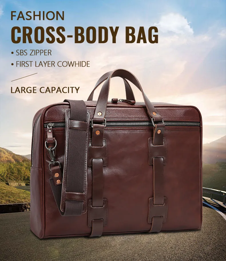 Handmade Vintage Full-Grain Leather Briefcase Bag