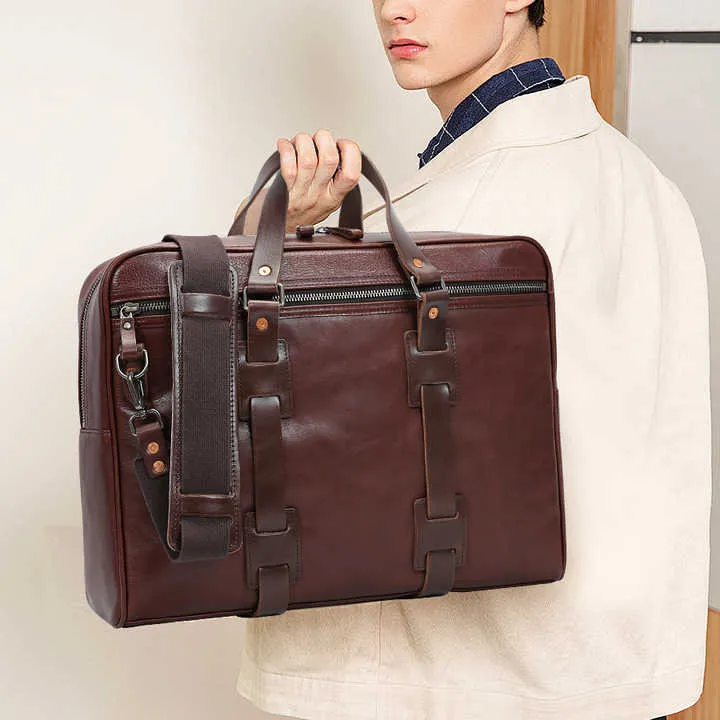 Handmade Vintage Full-Grain Leather Briefcase Bag