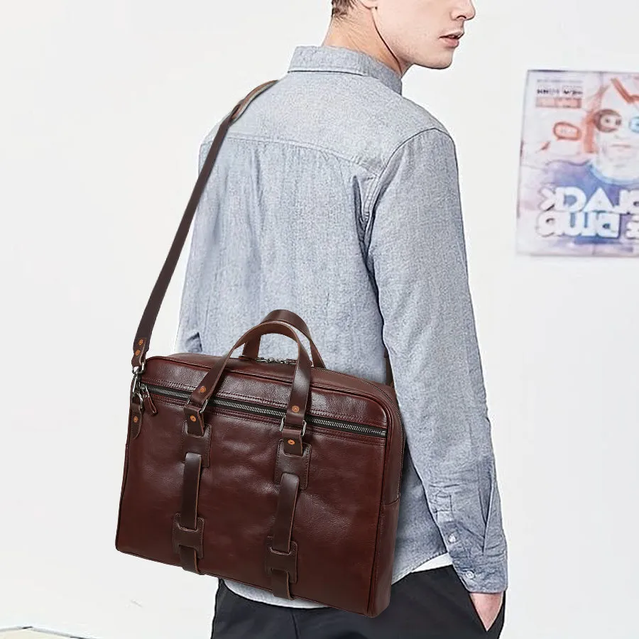 Handmade Vintage Full-Grain Leather Briefcase Bag
