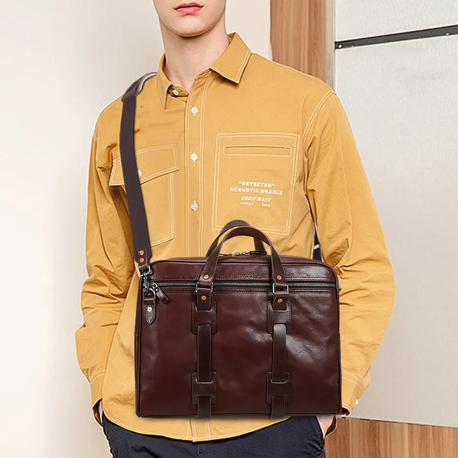 Handmade Vintage Full-Grain Leather Briefcase Bag