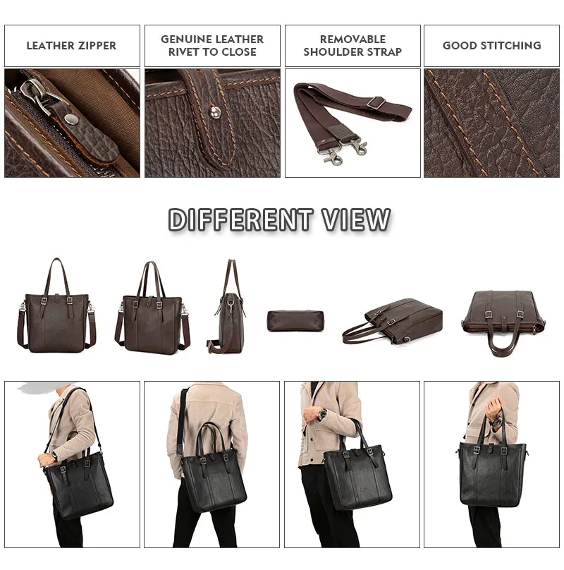 Handmade Vintage Leather Messenger Bag with Adjustable Strap