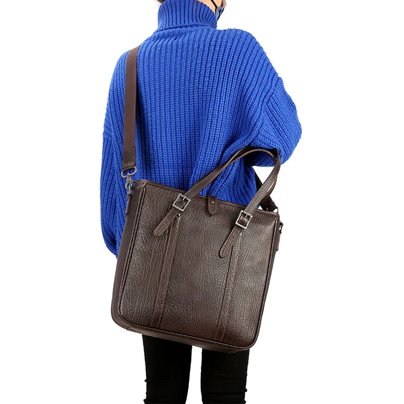 Handmade Vintage Leather Messenger Bag with Adjustable Strap