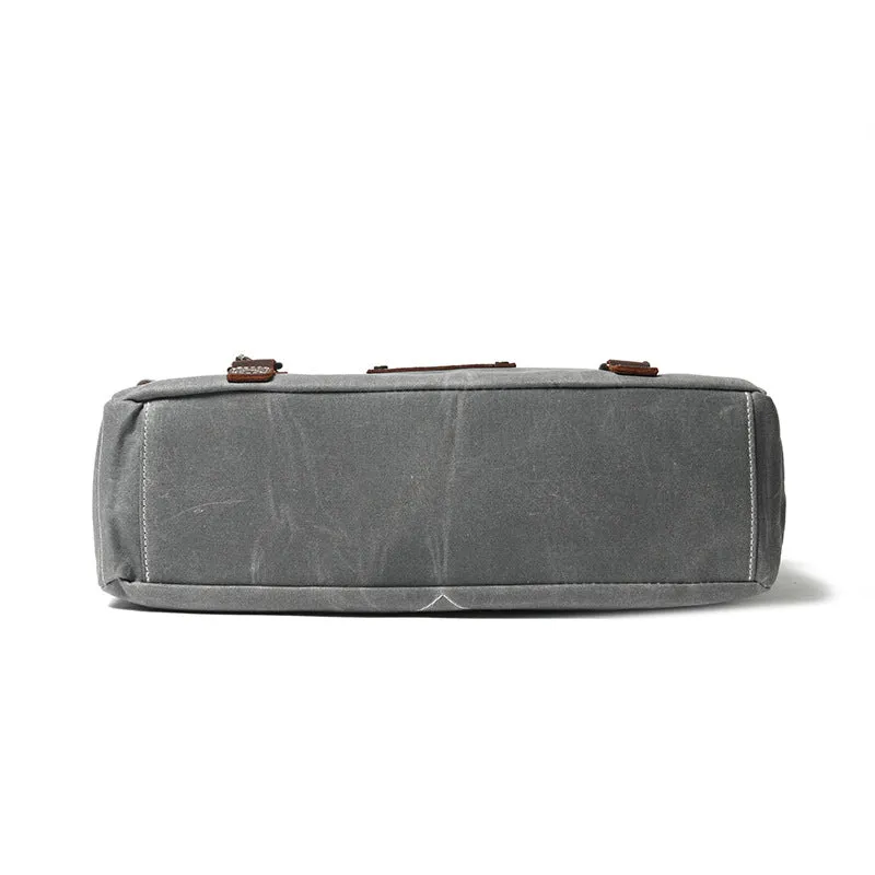 Handmade Waxed Canvas Messenger Bag 14" Laptop Bag Waterproof Canvas Crossbody Bag Shoulder Bag Men's Waterproof Briefcase