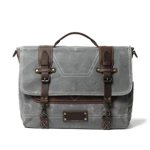 Handmade Waxed Canvas Messenger Bag 14" Laptop Bag Waterproof Canvas Crossbody Bag Shoulder Bag Men's Waterproof Briefcase