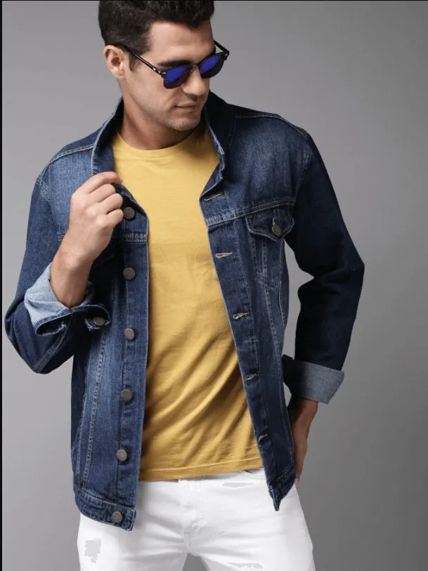 HB Mens Denim Jacket Stretchable Fine Lycra