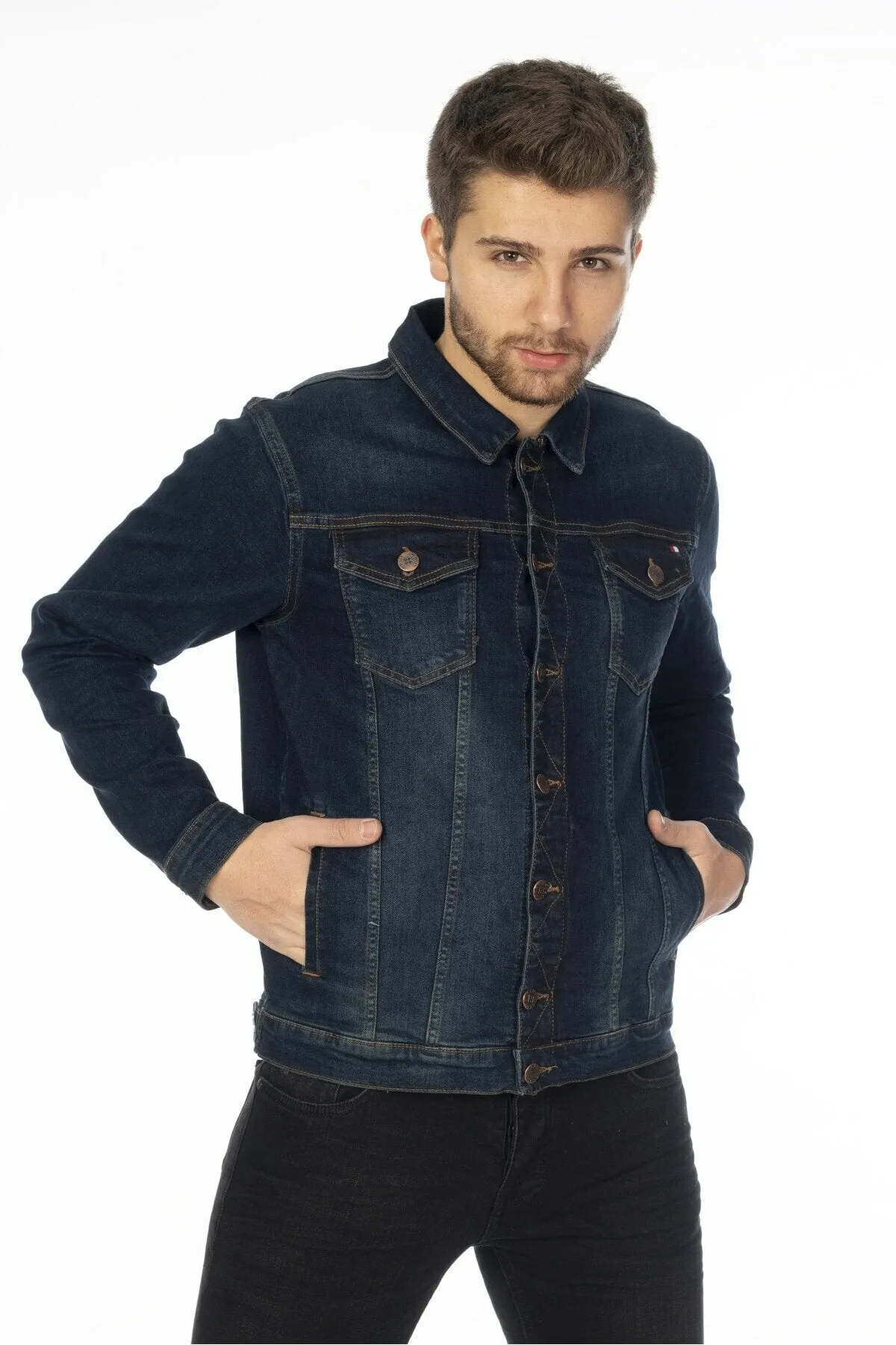 HB Mens Denim Jacket Stretchable Fine Lycra