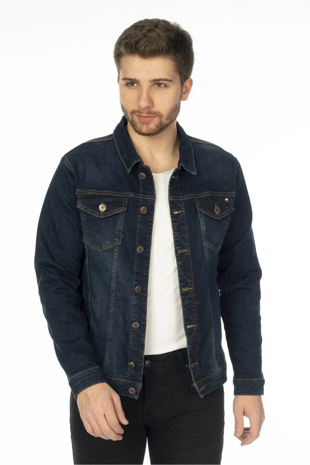 HB Mens Denim Jacket Stretchable Fine Lycra
