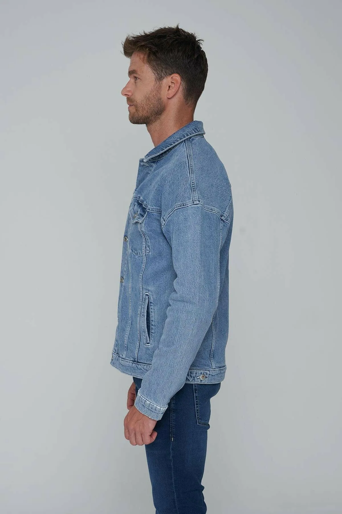 HB Mens Denim Jacket Stretchable Fine Lycra