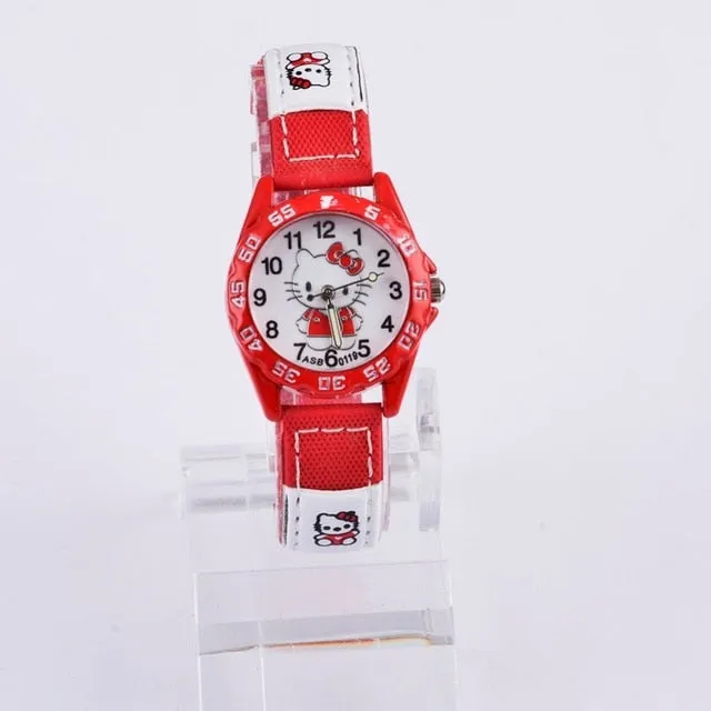 Hello Kitty Kids Watches For Girls Children's Watches Cartoon Baby Watch Leather Kids Girl Watch Clock relogio infantil menina