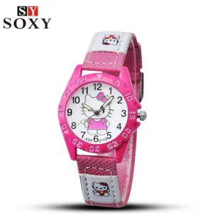 Hello Kitty Kids Watches For Girls Children's Watches Cartoon Baby Watch Leather Kids Girl Watch Clock relogio infantil menina