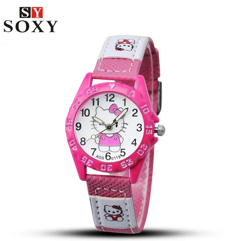Hello Kitty Kids Watches For Girls Children's Watches Cartoon Baby Watch Leather Kids Girl Watch Clock relogio infantil menina