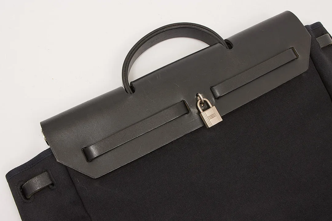 Hermes Black Toile Herbag GM Bag 39