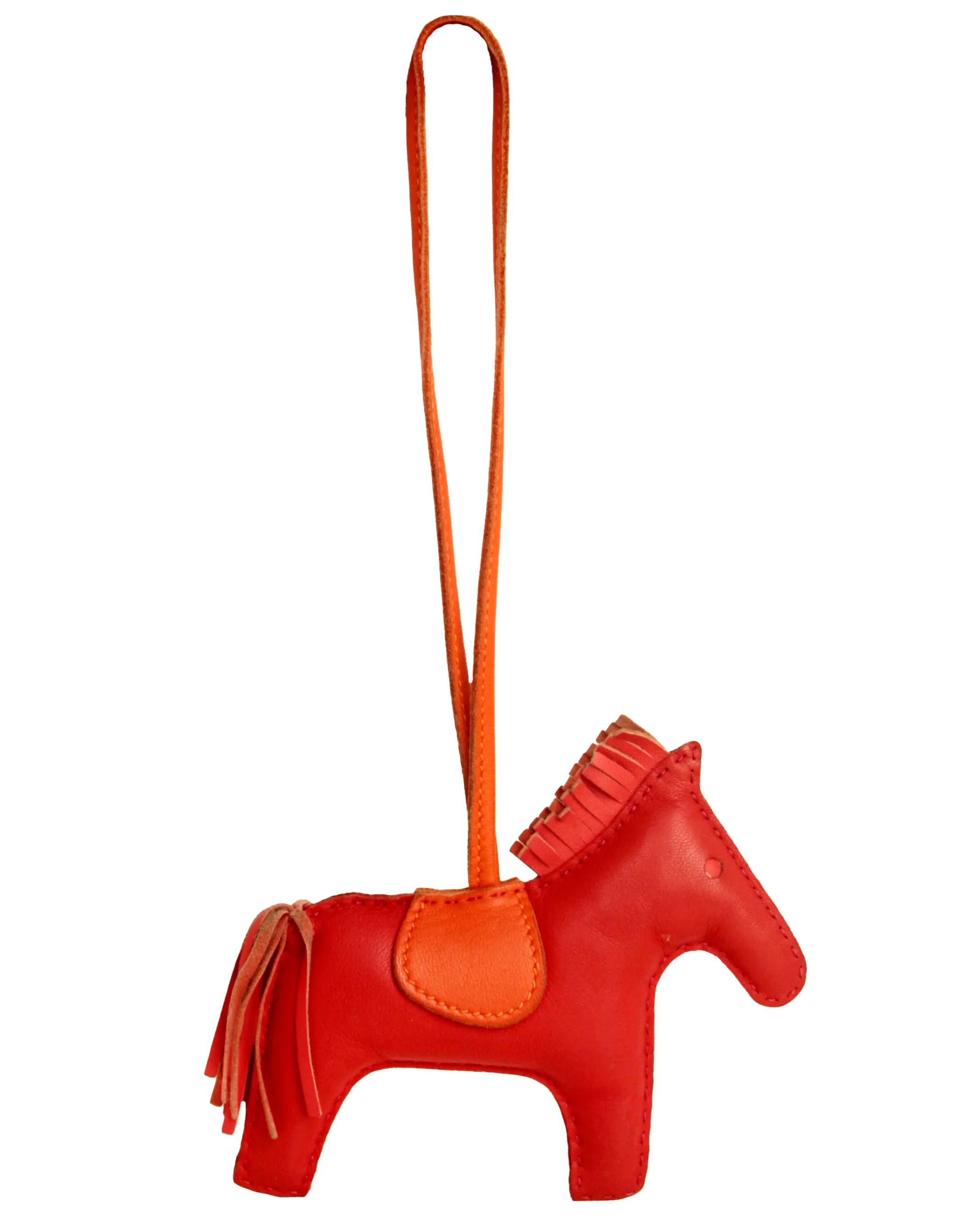 Hermes Red/Orange Grigri Rodeo MM Horse Bag Charm