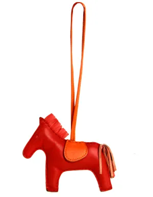 Hermes Red/Orange Grigri Rodeo MM Horse Bag Charm