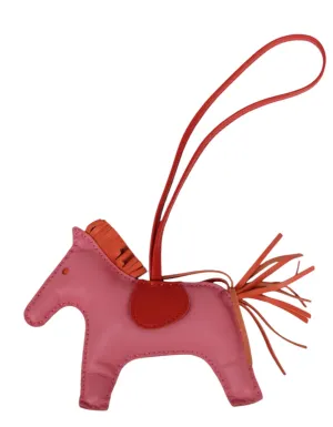 Hermes Red/Orange/Pink Grigri Rodeo MM Horse Bag Charm