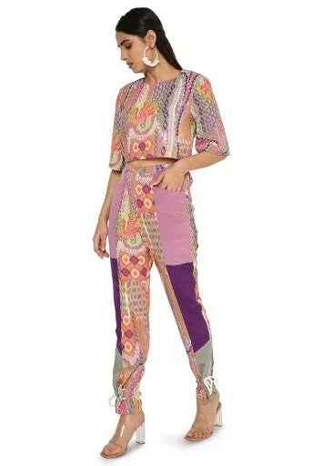 Hifza African Print Crepe Top With Printed Colourblock Pants