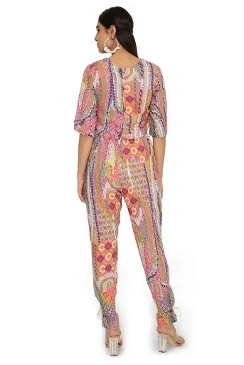 Hifza African Print Crepe Top With Printed Colourblock Pants