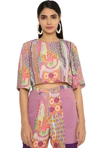 Hifza African Print Crepe Top With Printed Colourblock Pants
