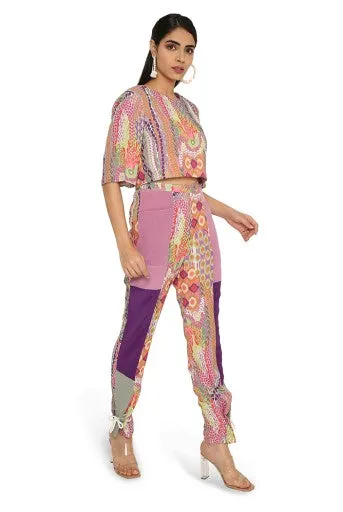 Hifza African Print Crepe Top With Printed Colourblock Pants