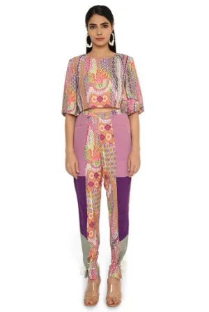 Hifza African Print Crepe Top With Printed Colourblock Pants