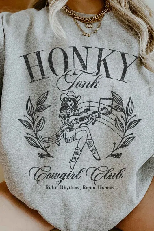 Honky Tonk Cowgirl Oversized Graphic Sweatshirt
