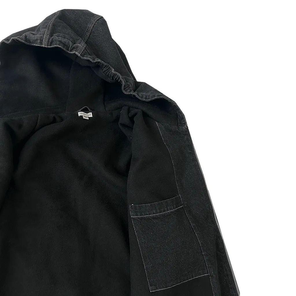 Hooded denim jacket - Black