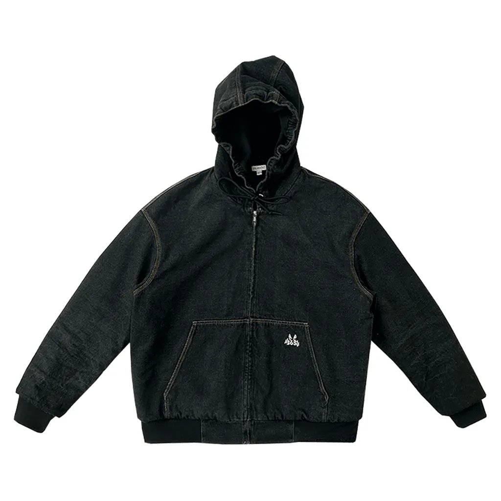 Hooded denim jacket - Black