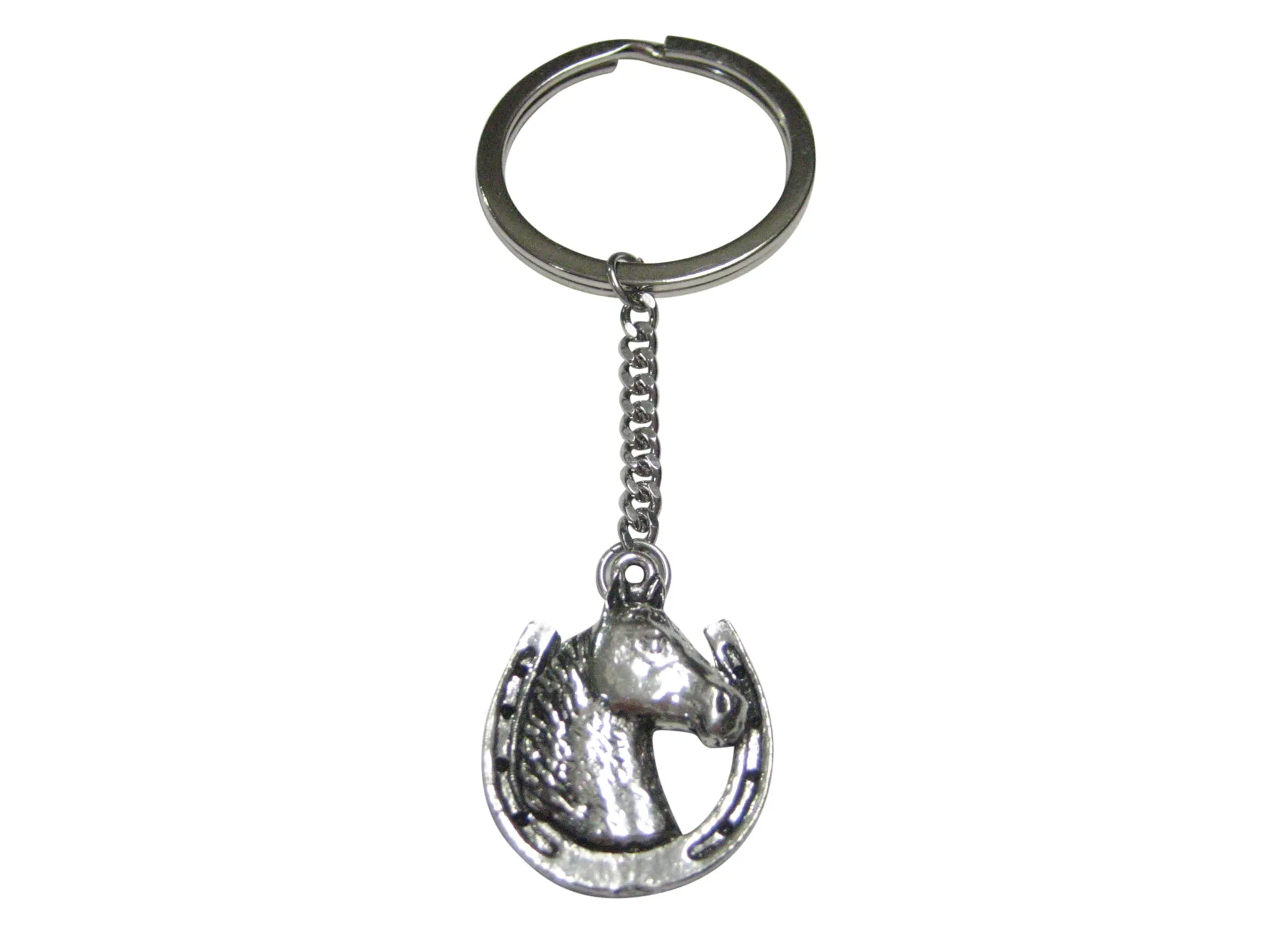 Horse and Horse Shoe Pendant Keychain