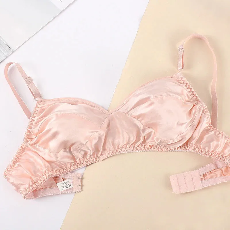 Hot Sale Women Satin Silk Bra - Ultra-Thin, Breathable & Wireless Sexy Lingerie