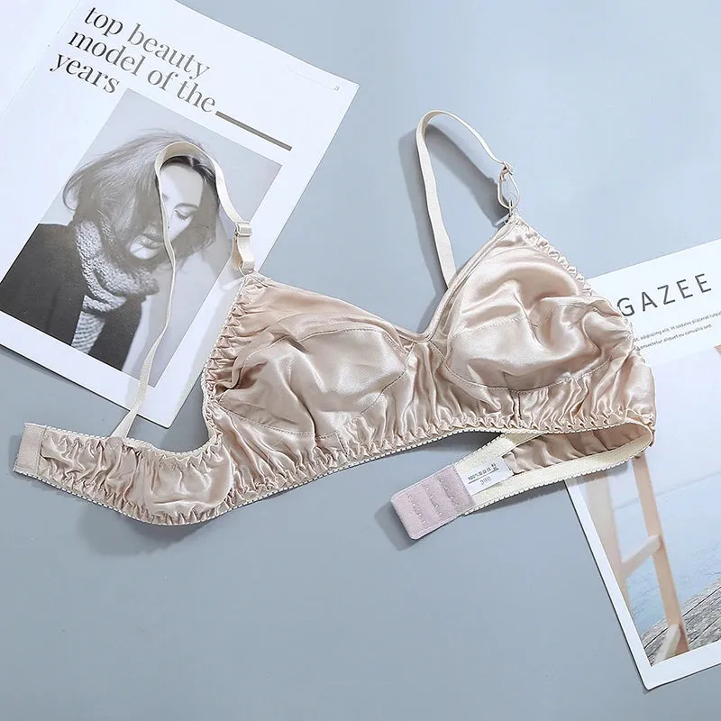 Hot Sale Women Satin Silk Bra - Ultra-Thin, Breathable & Wireless Sexy Lingerie