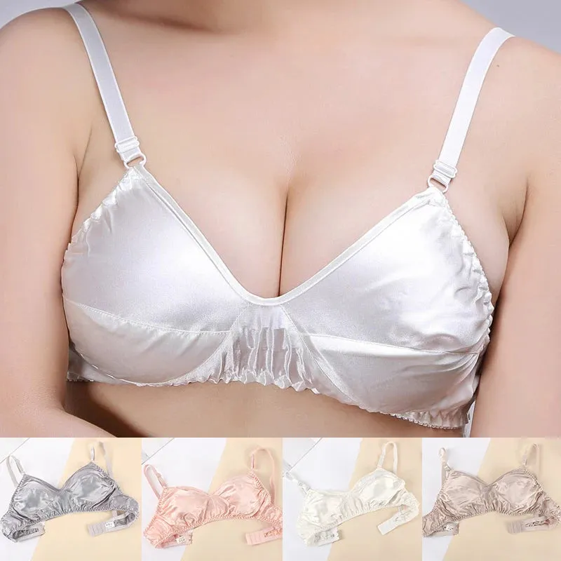 Hot Sale Women Satin Silk Bra - Ultra-Thin, Breathable & Wireless Sexy Lingerie