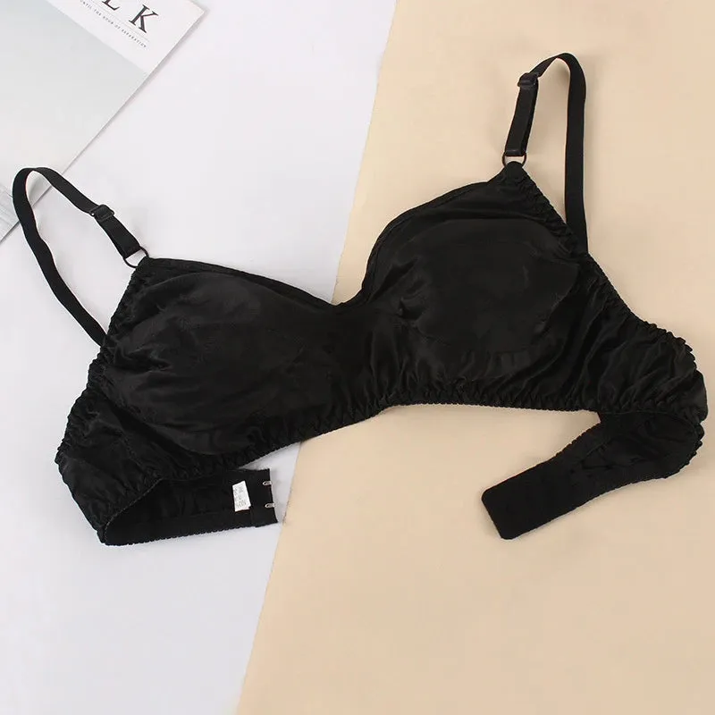 Hot Sale Women Satin Silk Bra - Ultra-Thin, Breathable & Wireless Sexy Lingerie