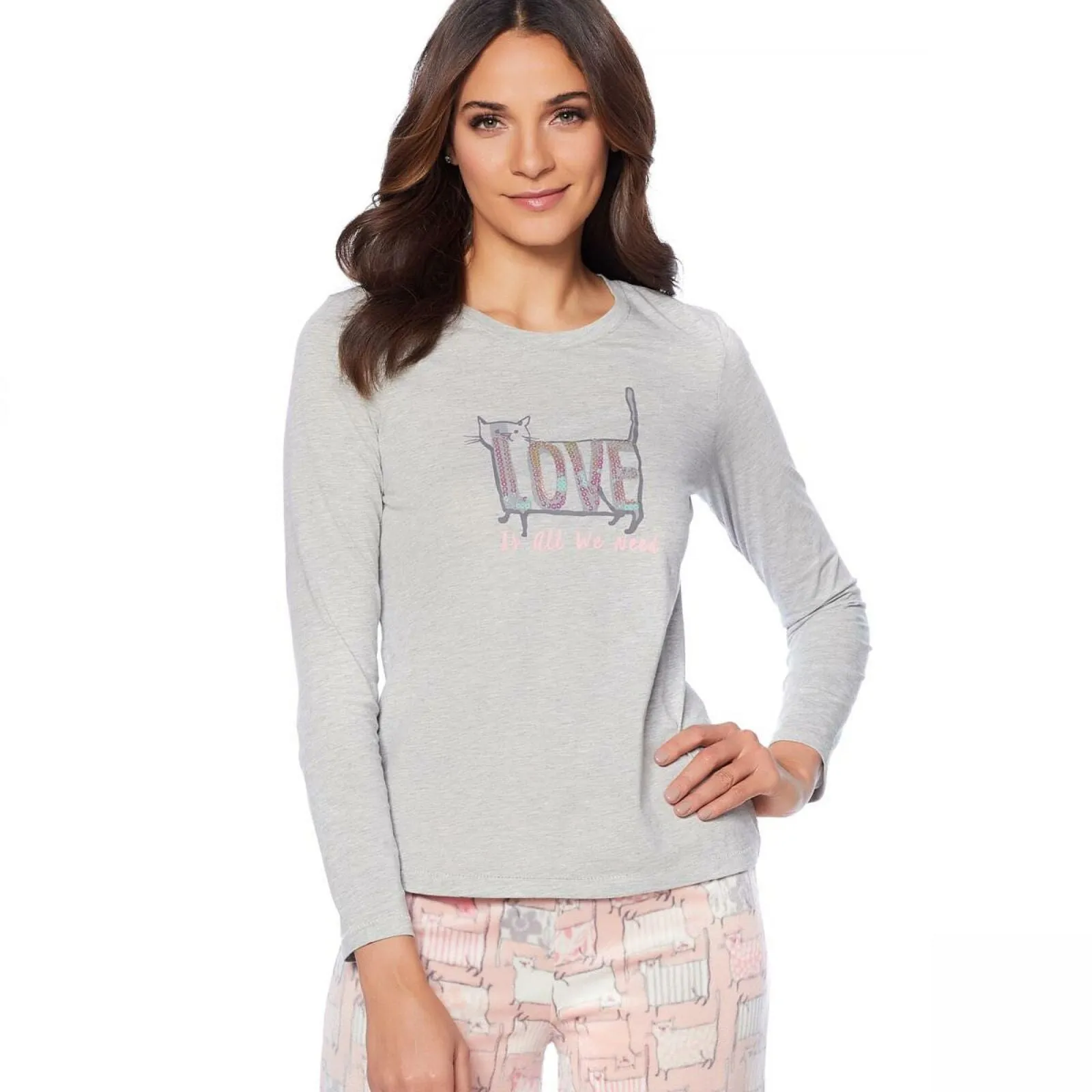 HUE Women's 2 Piece Whimsical Print Pajama Set With Socks