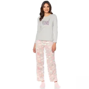 HUE Women's 2 Piece Whimsical Print Pajama Set With Socks