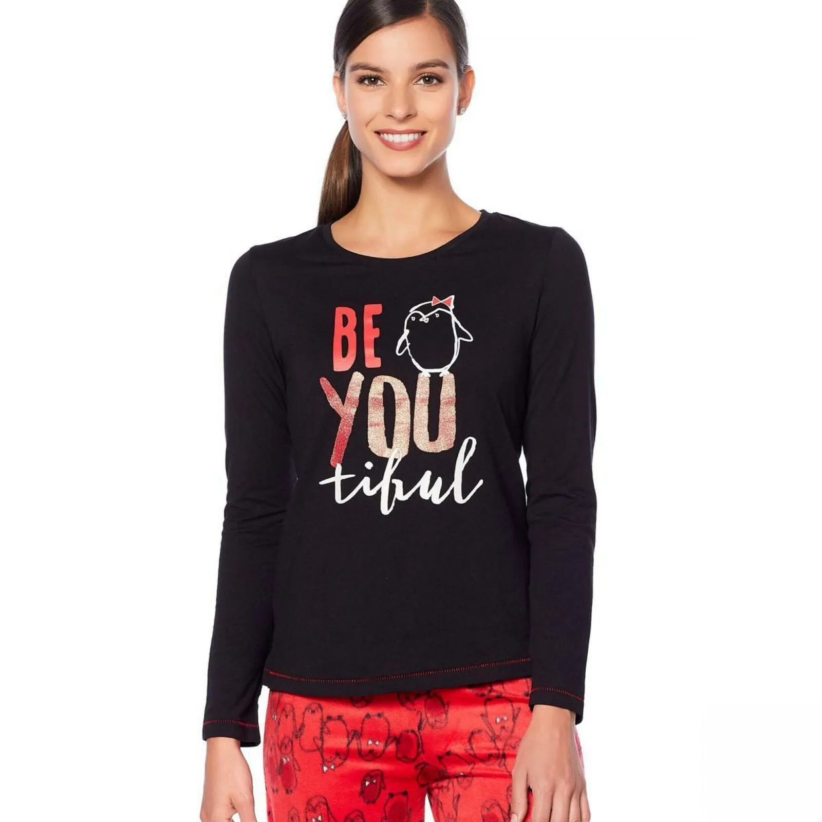 HUE Women's 2 Piece Whimsical Print Pajama Set With Socks
