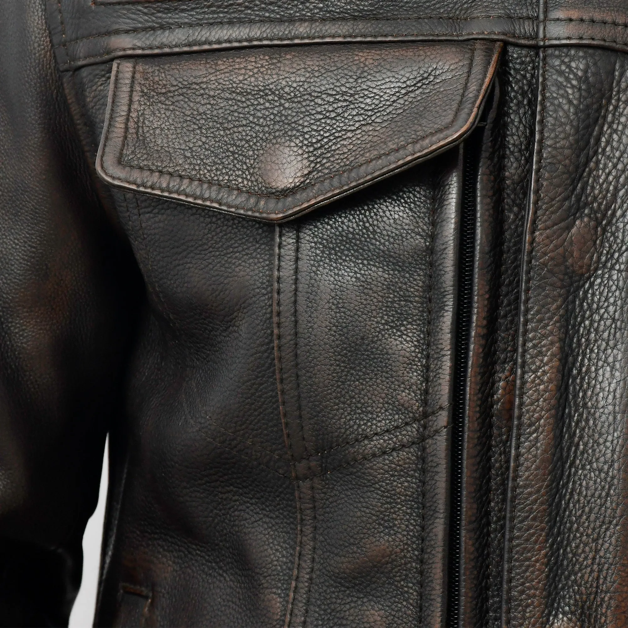 Hunter - Men's Motorcycle Leather Jacket Copper