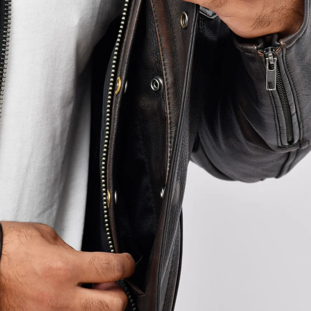 Hunter - Men's Motorcycle Leather Jacket Copper