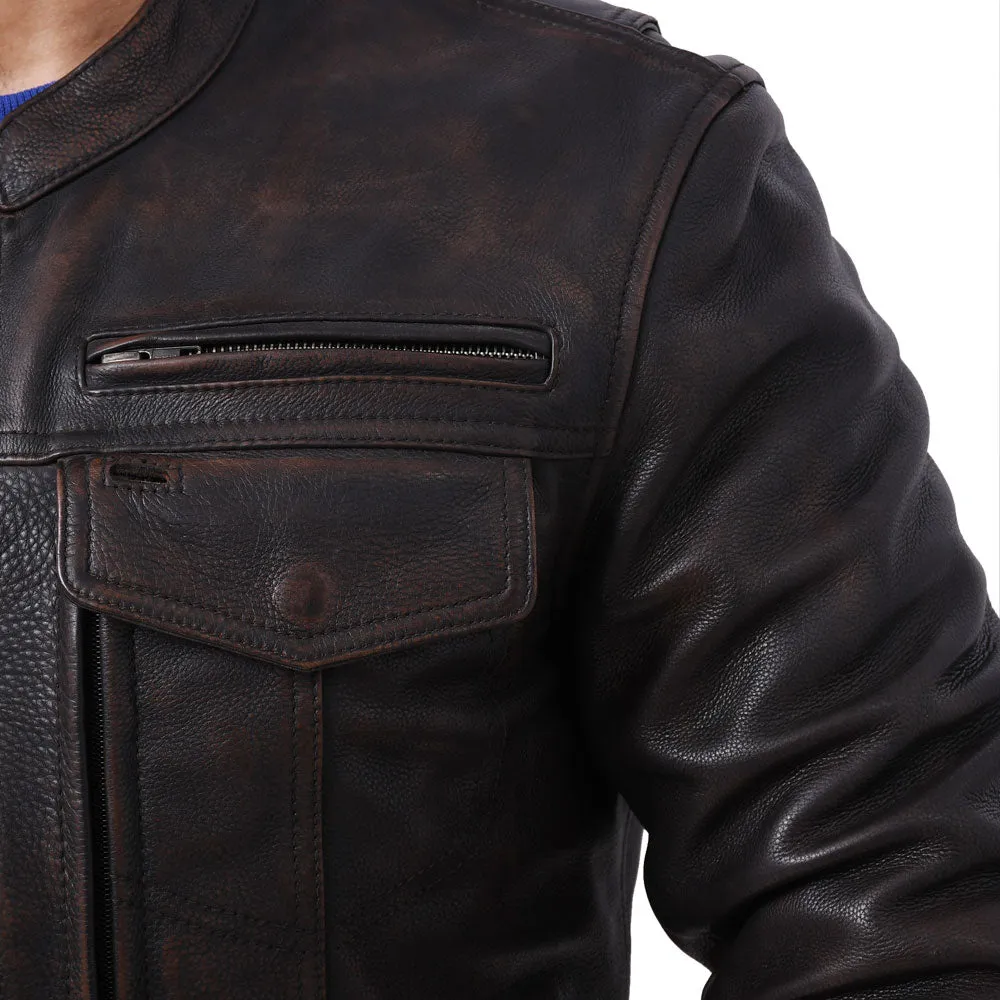 Hunter - Men's Motorcycle Leather Jacket Copper