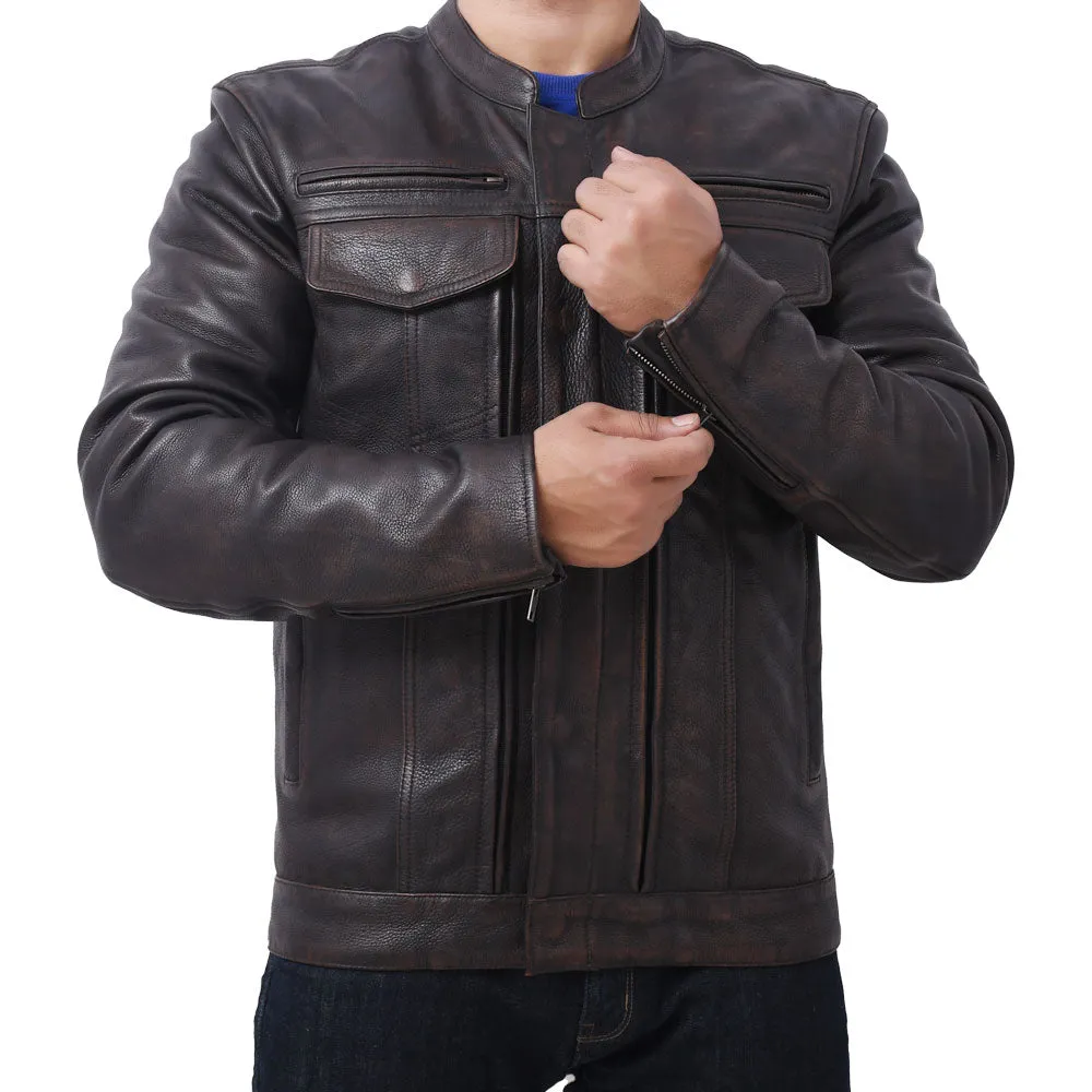 Hunter - Men's Motorcycle Leather Jacket Copper