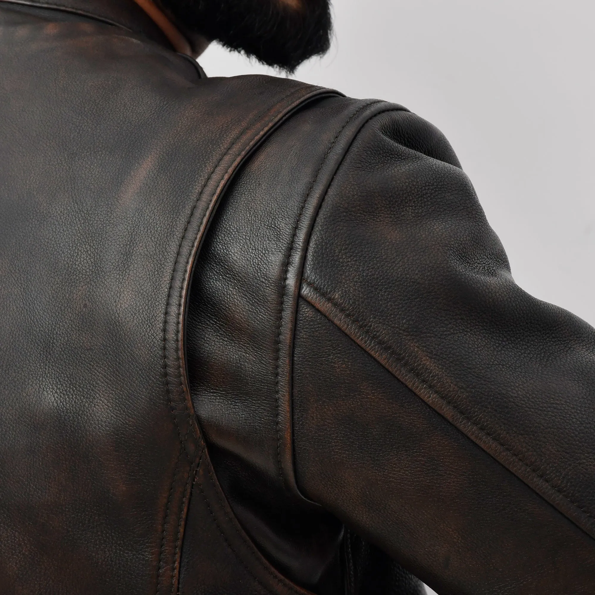 Hunter - Men's Motorcycle Leather Jacket Copper