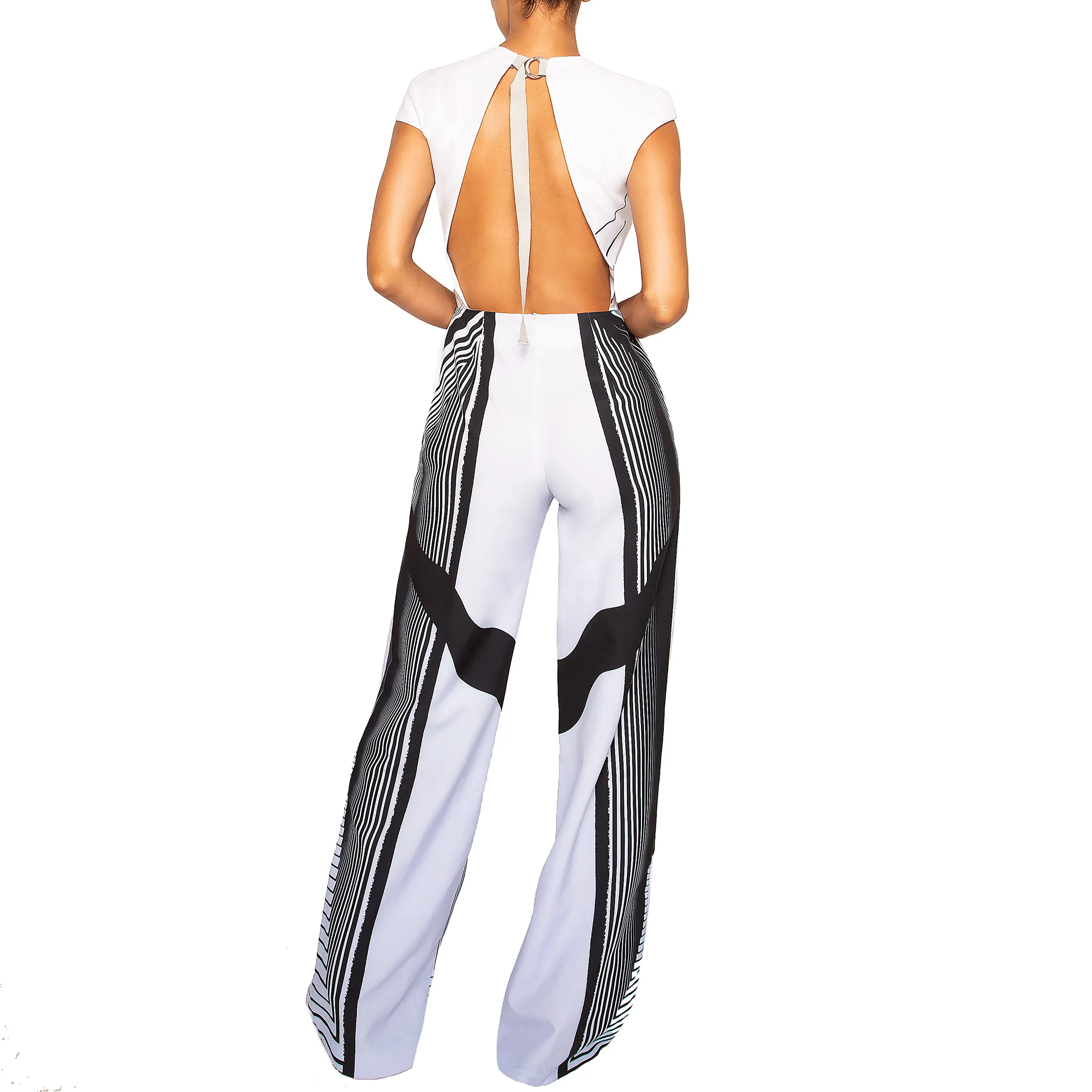 HURA | Wide Leg Jumpsuit in Black and Blue Print