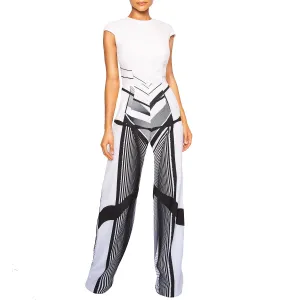 HURA | Wide Leg Jumpsuit in Black and Blue Print