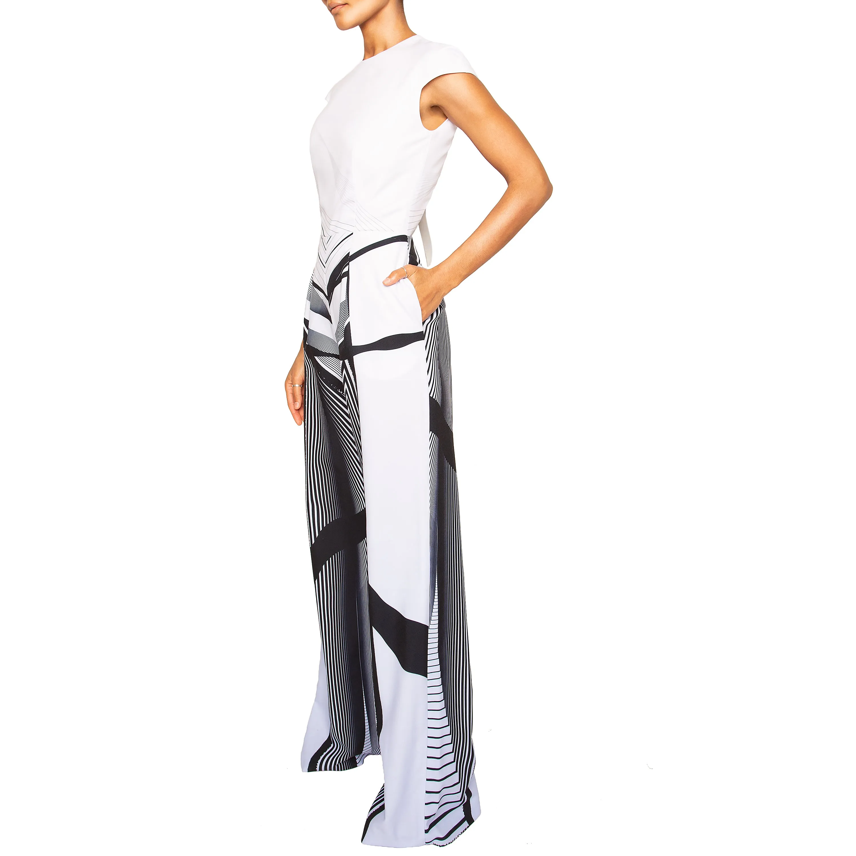 HURA | Wide Leg Jumpsuit in Black and Blue Print