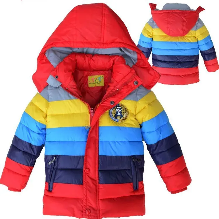 Infant Fashion Jackets Boys Stripe Winter Down Coat 2020 Baby Wear Kids Warm Outerwear Hooded For 2-7 Yrs Children Clothes
