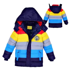 Infant Fashion Jackets Boys Stripe Winter Down Coat 2020 Baby Wear Kids Warm Outerwear Hooded For 2-7 Yrs Children Clothes