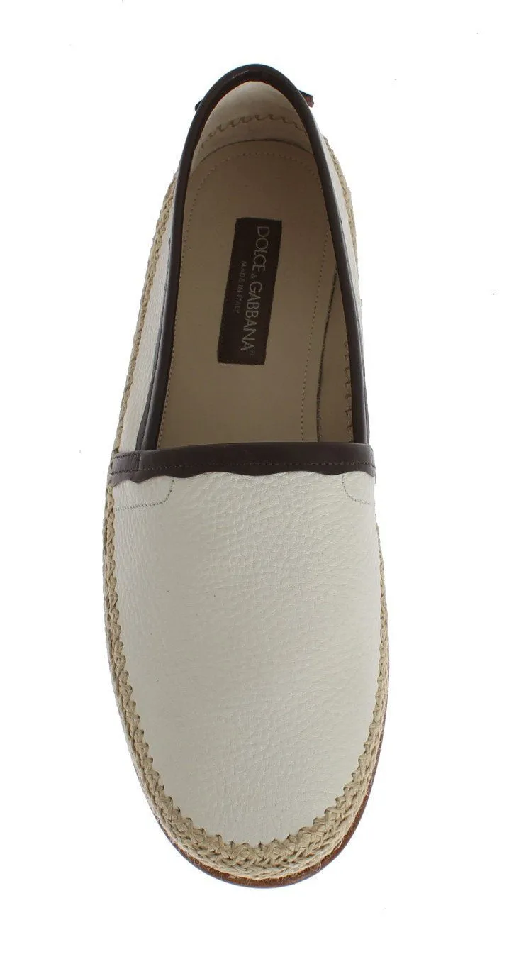 Ivory White Deer Leather Logo Loafers