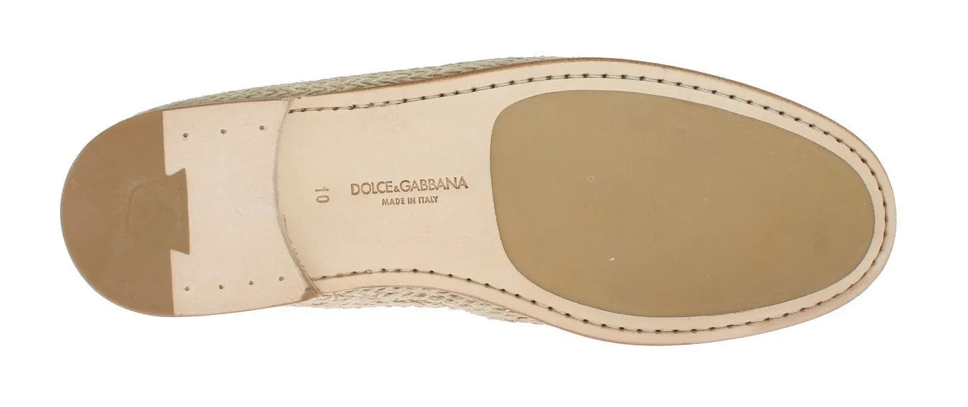Ivory White Deer Leather Logo Loafers