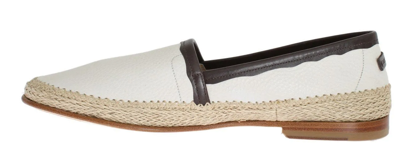 Ivory White Deer Leather Logo Loafers