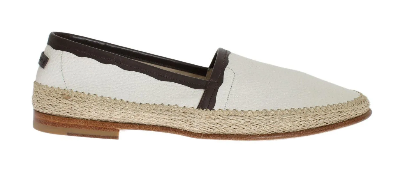 Ivory White Deer Leather Logo Loafers